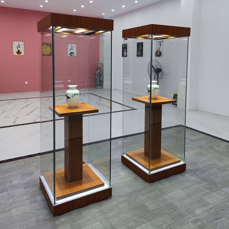 博物馆玻璃展示柜艺术展览柜雕像柜文物柜实木展柜古董陈列柜定制 50*