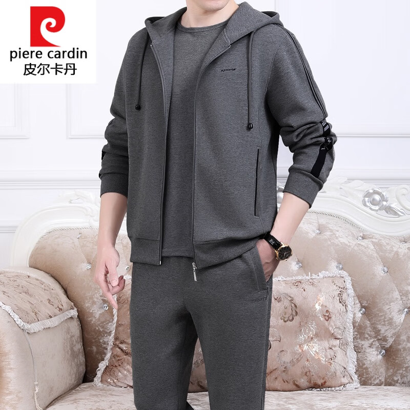 皮尔卡丹(pierre cardin)中老年人运动服套装男春秋季大码中年男士
