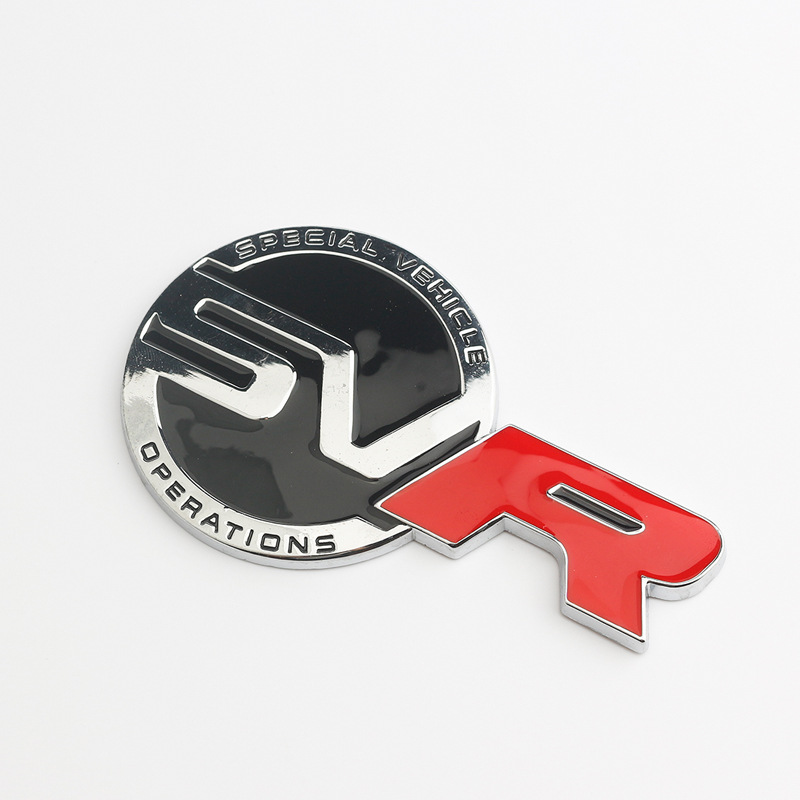 标跃路虎车标揽胜运动版行政版svr车标捷豹车贴中网标尾标 亮银/黑 红