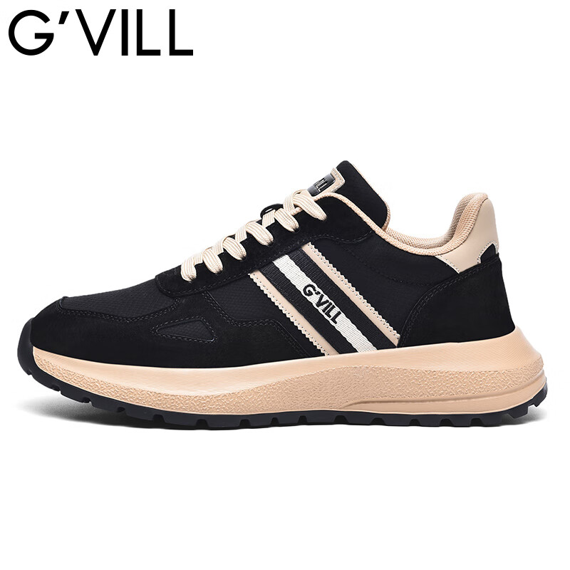 贵之步G'VILL 鞋子男鞋秋季2024新款潮流百搭旅游鞋厚底男士运动休闲鞋 黑杏 42