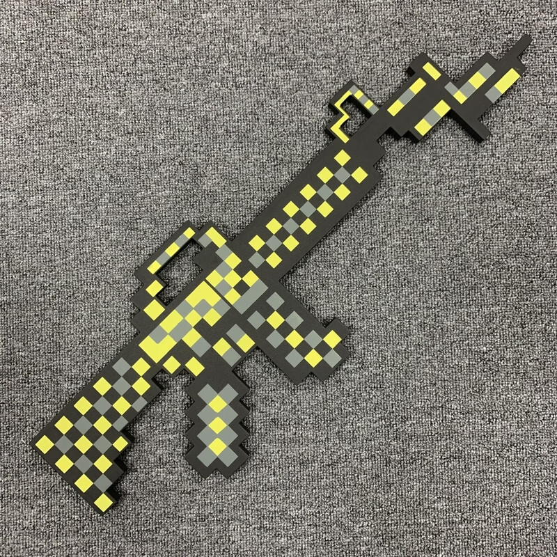 哈梵游minecraft我的世界周边玩具钻石泡沫武器儿童玩具礼物 金色机枪