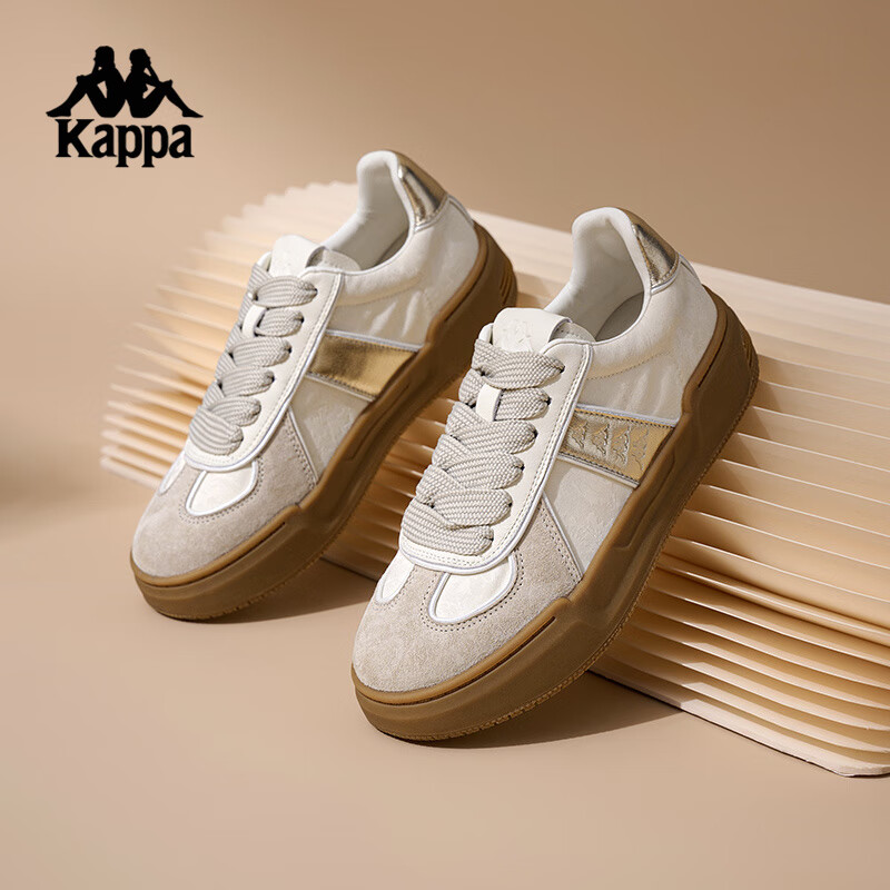 KAPPA卡帕女鞋软底板鞋女2024夏季新款复古德训鞋耐磨滑