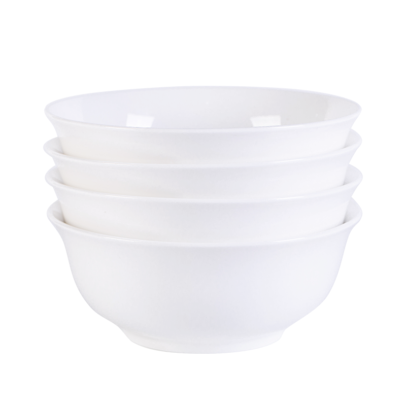 浩雅 景德镇陶瓷面碗6英寸大碗 陶瓷饭碗汤碗4件套装 纯白