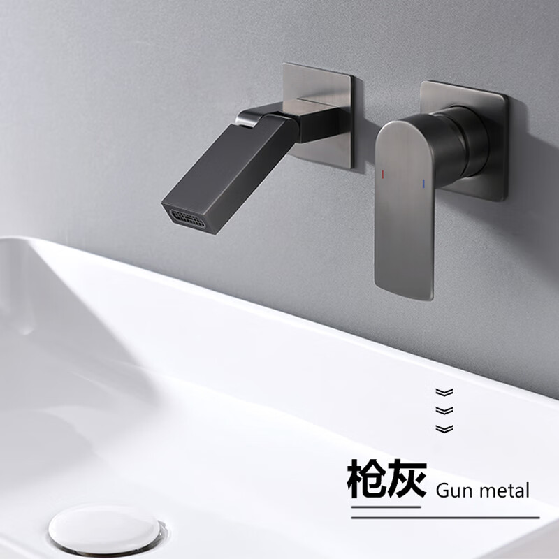 科勒品牌全铜暗装面盆龙头入墙式洗脸盆黑色冷热暗藏式嵌入式墙排出