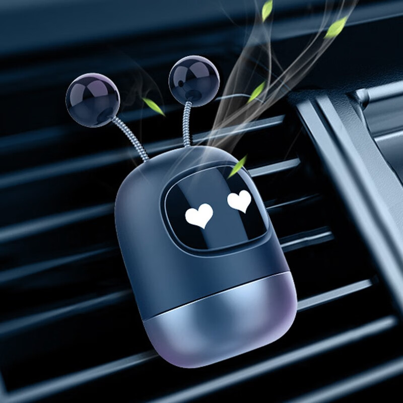 迪加伦 网红款车载香水出风口香薰汽车装饰摆件车上香氛抖音同款摇头公仔车内持久淡香动感机器人-爱心表情