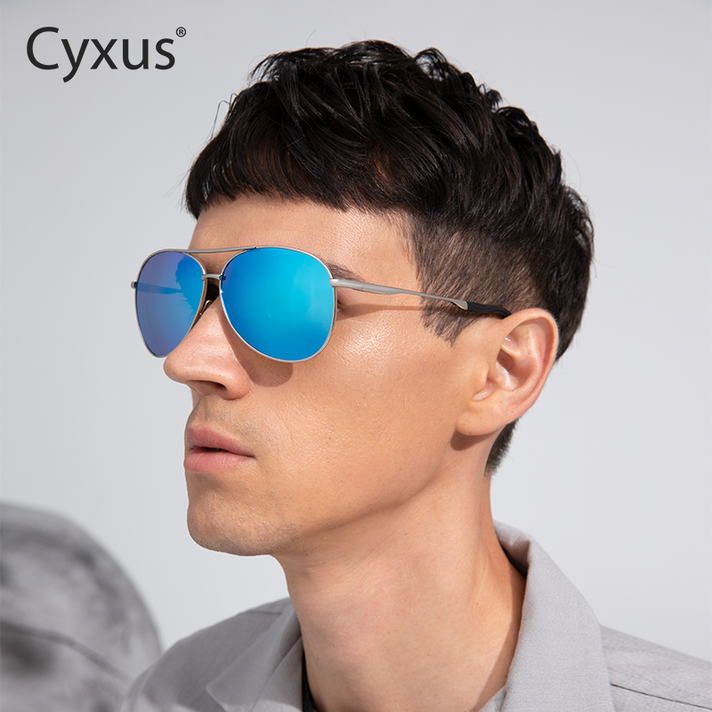 Cyxus墨镜男款士飞行员蛤蟆近视偏光太阳镜防晒眩光开车驾驶专用配度数 近视0-600度1.61镜片-私人定制