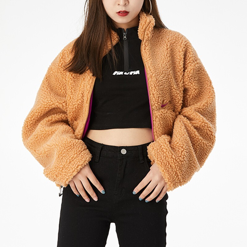 耐克(nike) 新款女装大勾羊羔绒毛双面穿防风保暖休闲外套 cu6640-201