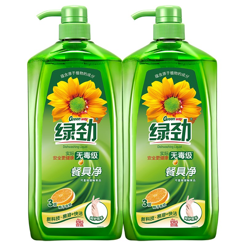 绿劲餐具净洗洁精2kg*2瓶 柚子金桔