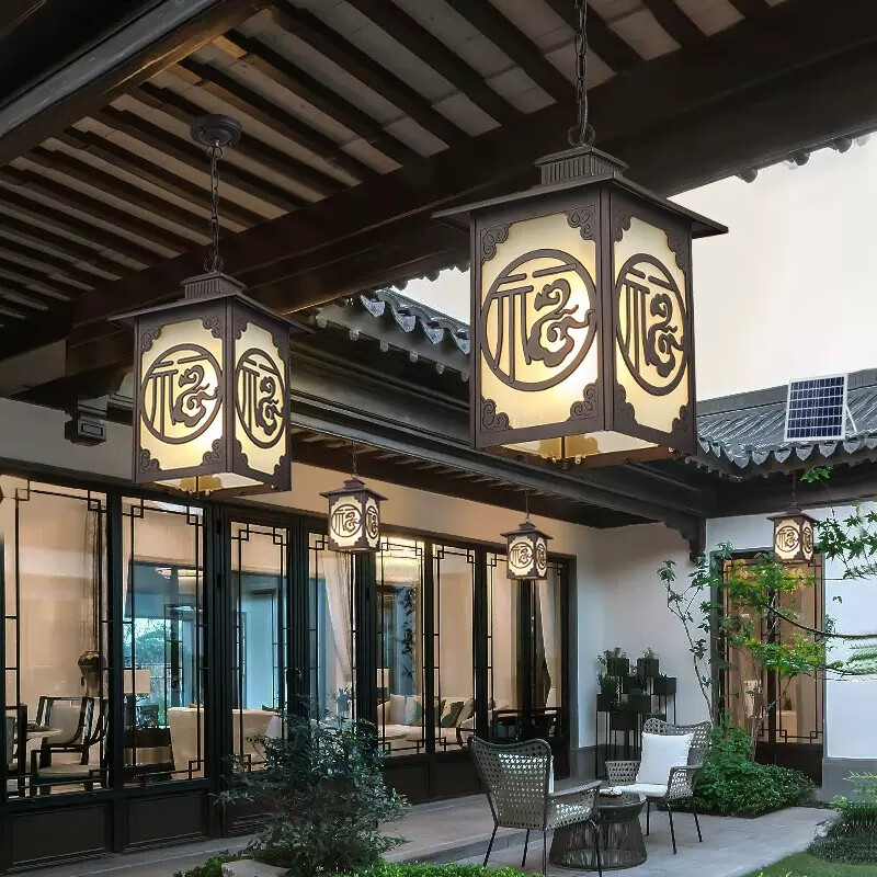 丝竹逢灯吊灯户外防水新中式门口阳台灯花园凉亭廊架走廊过道太阳能