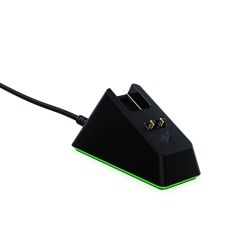 RAZER 雷蛇 幻彩鼠标充电底座RGB发光USB接口无线鼠标接收器 酷黑