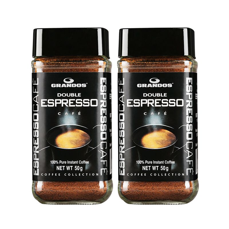 格兰特 GRANDOS 特浓速溶纯黑咖啡 德国原装进口 特浓50g*2瓶