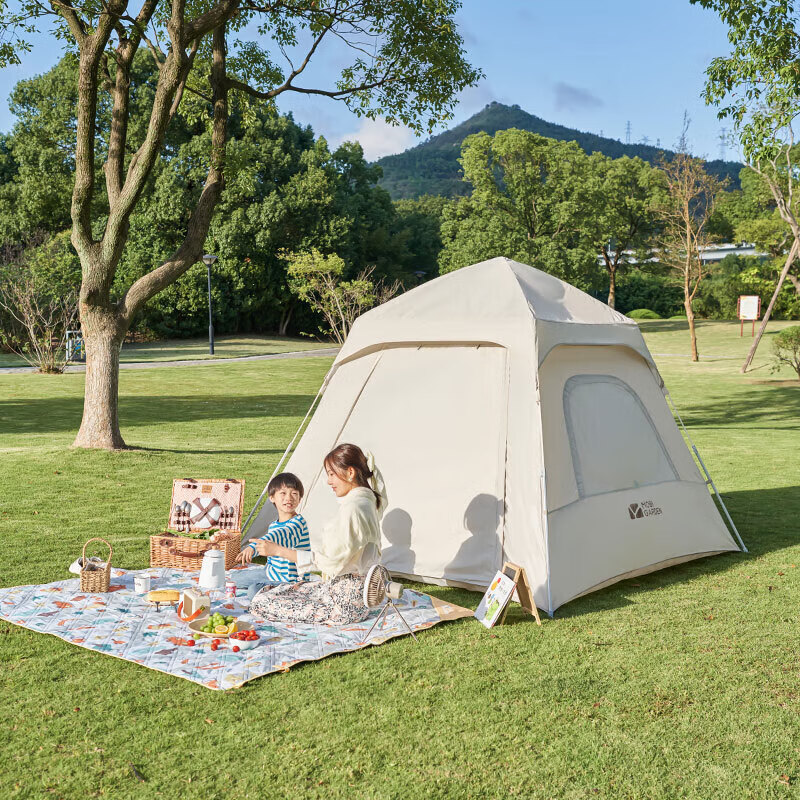 牧高笛（MOBIGARDEN）帐篷 户外露营公园大空间自动速开零动空间版180 NX20561016 米白