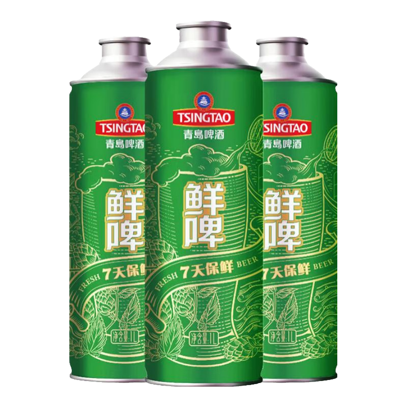 青岛啤酒 10度鲜啤 7天新鲜直送 昆山产 1L 4桶十 赠送博物馆扎杯2只+凑单