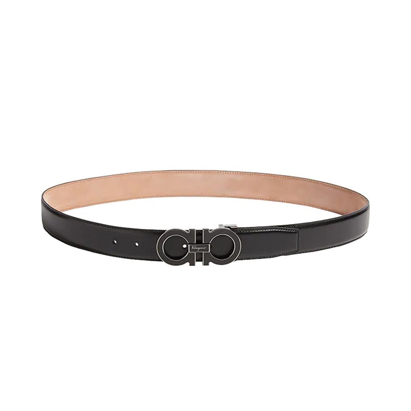 ferragamo菲拉格慕男士腰带黑色牛皮板扣式马蹄扣皮带 黑色67-9750