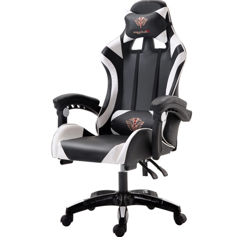 奥伦福特 电竞椅 电脑椅 家用办公椅人体工学可躺游戏座椅 主播椅 黑白刺绣 尼龙脚