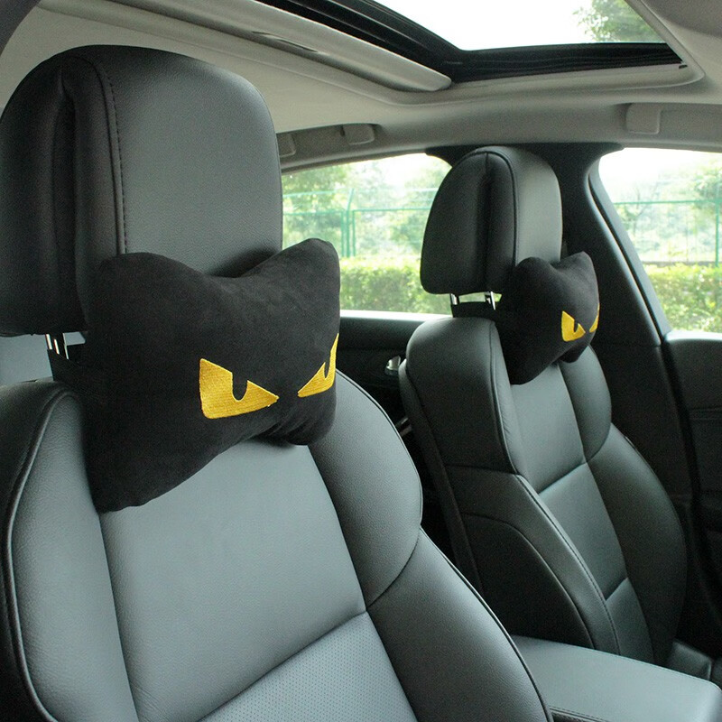 一对护颈枕头车用腰靠枕腰垫腰枕车载车内抱枕适 三角眼睛头枕一对