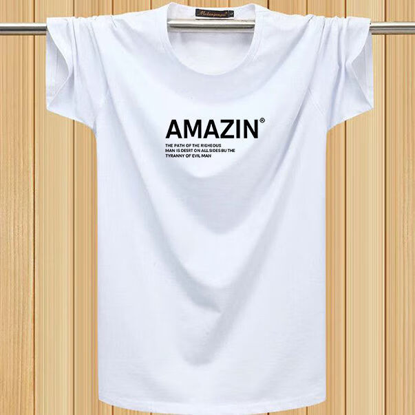 1/2件修身上衣半袖学生t恤短袖打底衫 短袖男amazin【白色】单件装 s