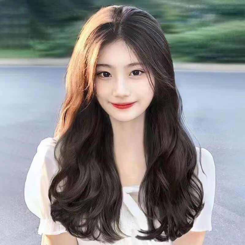 京顏假發(fā)片女長發(fā)三片式大波浪長卷發(fā)蓬松量接發(fā)貼片 棕黑色50cmt