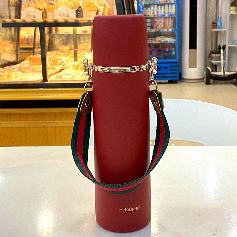 保温杯男成人保温杯男女士简约磨砂ins商务水杯潮流便携式学生成人有