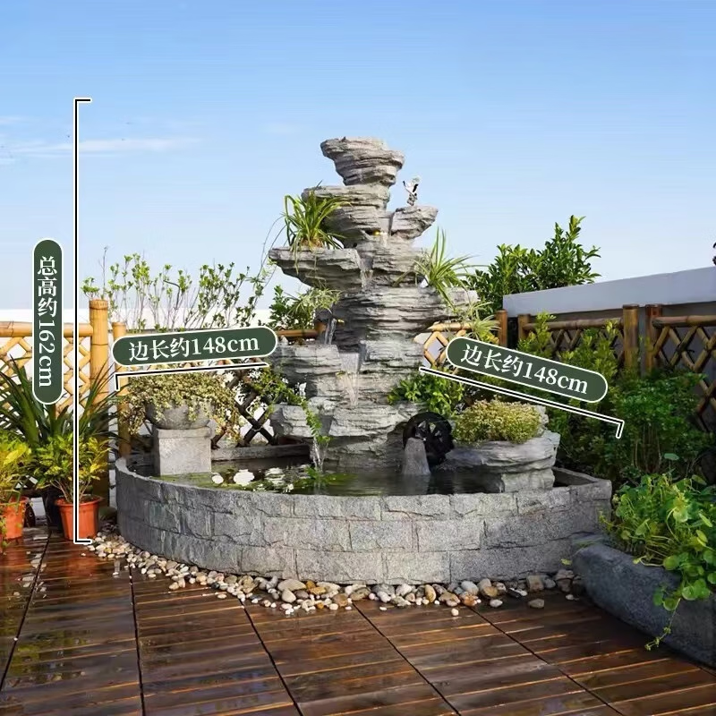 流水喷泉造景观鱼池装饰阳台水池循环水招财摆件 大号9039扇形水池