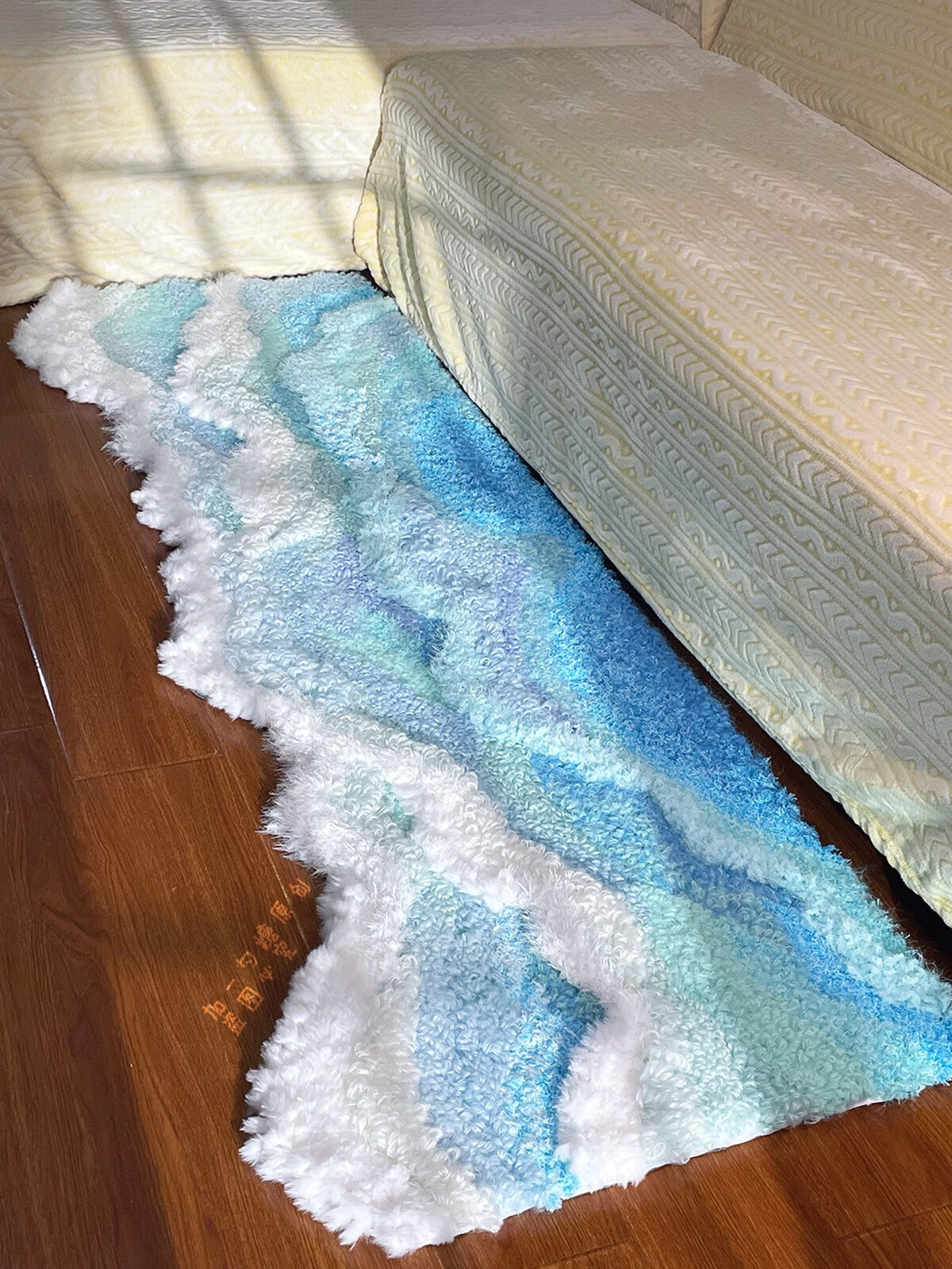 戳戳绣地毯 海浪毯  材料包和  加一勺糖手工羊毛线戳戳 成品 600迷迷1500迷迷