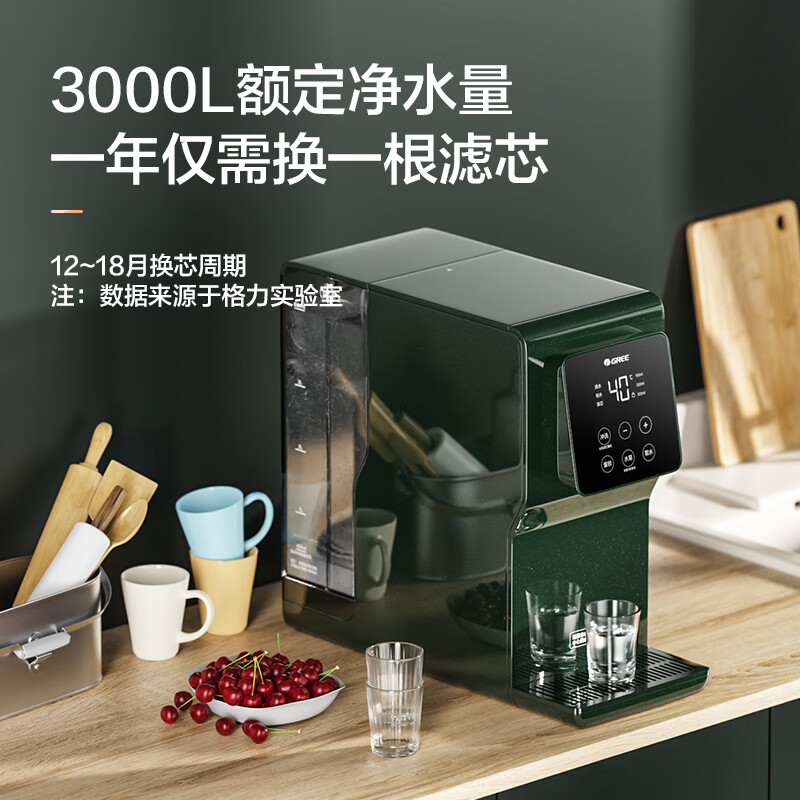 格力(GREE) 净水器家用直饮台式净饮一体机饮水机 RO反渗透净水加热二合一小型免安装净水机享国家补贴 RJY-T16-1X611A