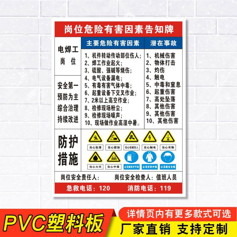 卡消防安全点标识牌工厂车间仓库电焊工警告警示牌标志提示指示牌贴纸