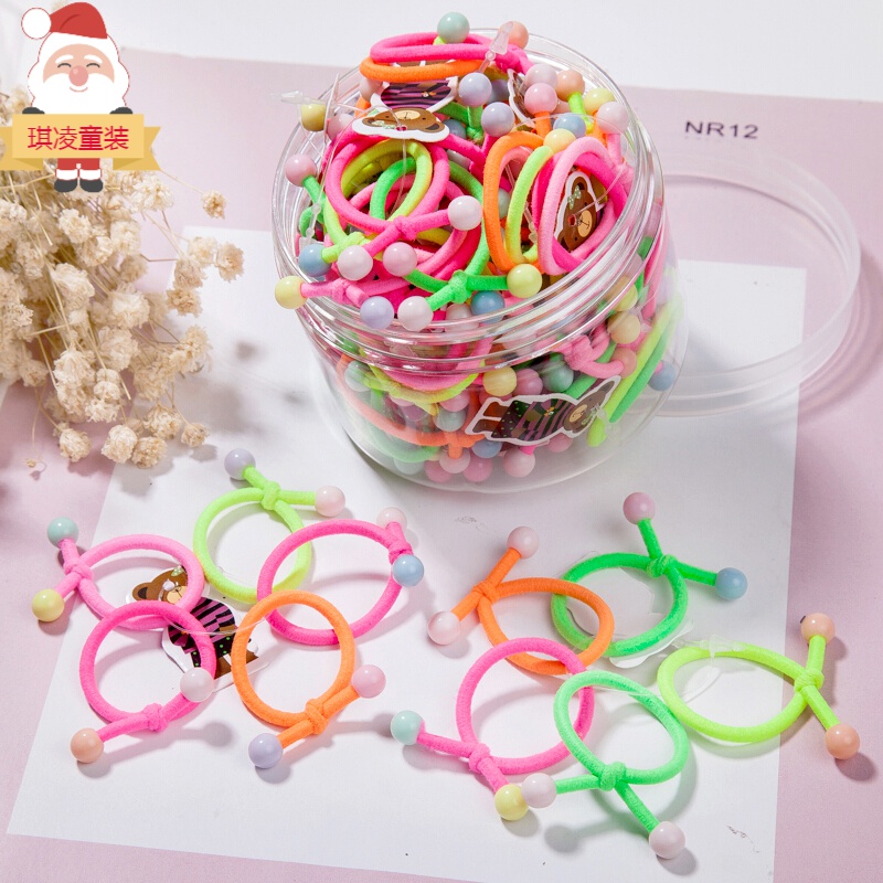 伊顏純小孩扎頭發(fā)皮筋兒童發(fā)飾小女孩頭飾寶寶扎頭發(fā)圈頭繩女童彩色橡皮 基礎(chǔ)款混色 100根