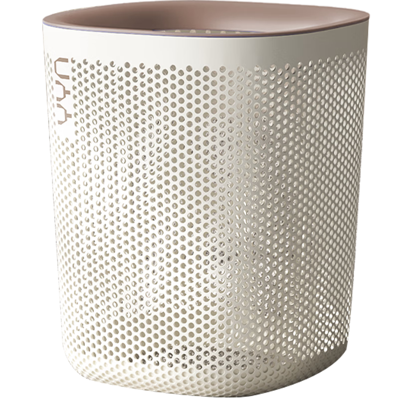 樸廚（PUCHU）無蓋垃圾桶12L家用廚房臥室客廳廁所衛(wèi)生間鏤空輕奢大號白卡其
