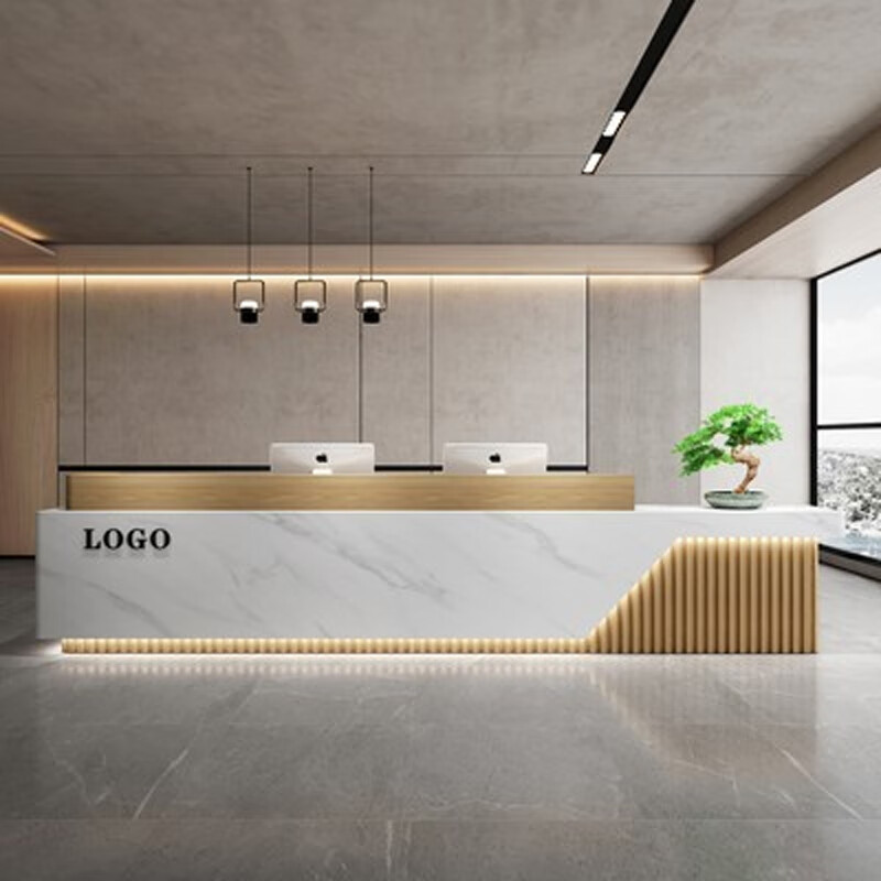 澳颜莱舞蹈学校前台现代中式公司前台美容院烤漆吧台简约酒店大厅接待