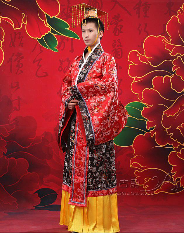 奢兰皇上衣服皇帝古装汉服古装太子服龙袍汉朝皇帝乾隆汉服男装 红色