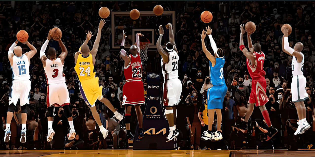 宣昂nba球星装饰画乔丹詹姆斯艾佛森库里篮球馆挂画众星投篮壁画 1