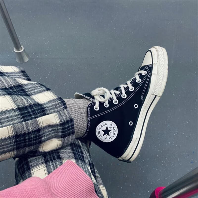 匡威（Converse）Star/女鞋1970S黑白经典款高低帮男鞋休闲板鞋帆布鞋 黑色高帮162050C 35