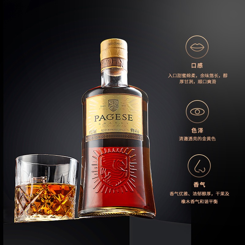 张裕派格尔金马白兰地 700ml单瓶礼盒装 40度洋酒品尝酒葡萄蒸馏酒  700mL 1瓶