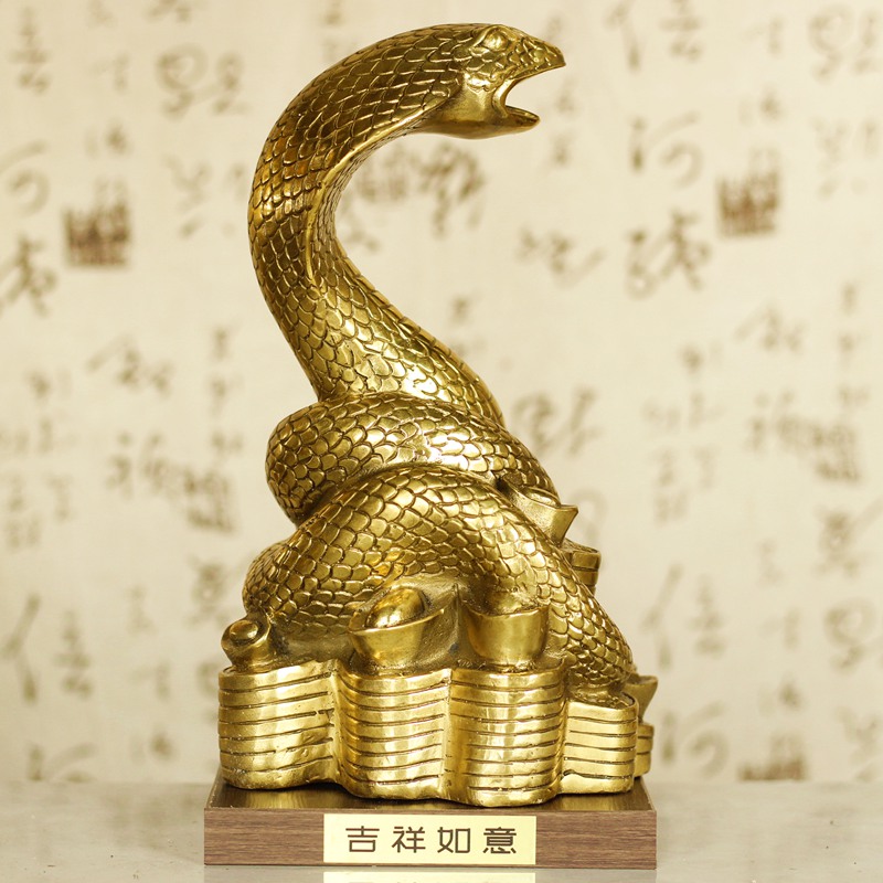 眼镜蛇 珠宝十二生肖蛇家居装饰品金属工艺品摆设 大号金钱蛇高24