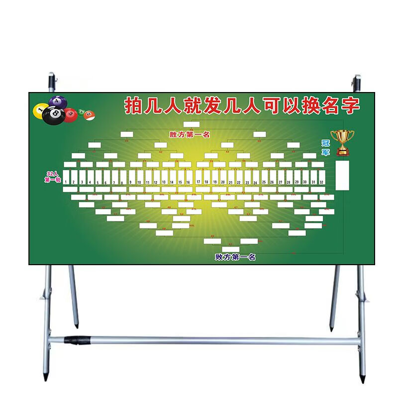 16人32人64人双败制单败制台球比赛晋级表比赛规则台球厅展板展架 16