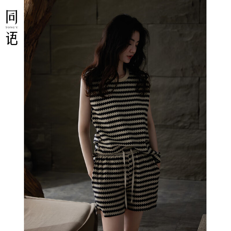 同语新款睡衣女夏季凉感纯棉背心套装新复古回潮可外穿家居服夏天礼物 女士-Z3300 L