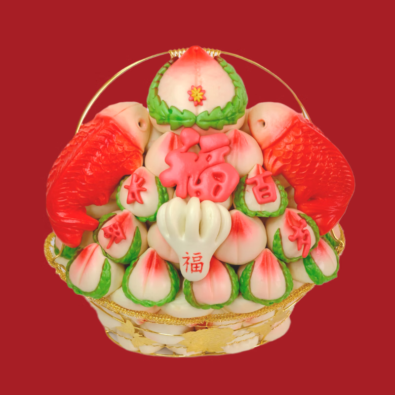 花仙笙(gearss)百岁桃小孩宝宝周岁寿桃馒头生日老人定制蛋糕礼盒食品