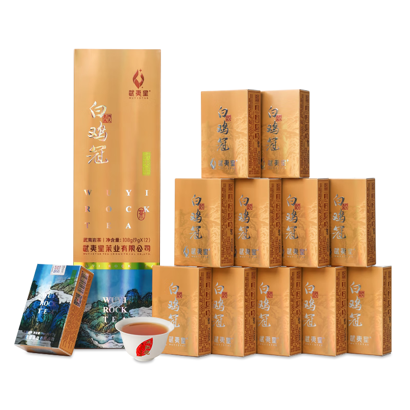 武夷星烏龍茶茗樅武夷山巖茶白雞冠特級108g禮盒裝中秋節日茶葉送禮