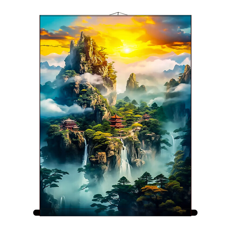 仙家堂单山水挂画画供奉堂口装饰办公靠山画风景画卷轴画 款式一 已