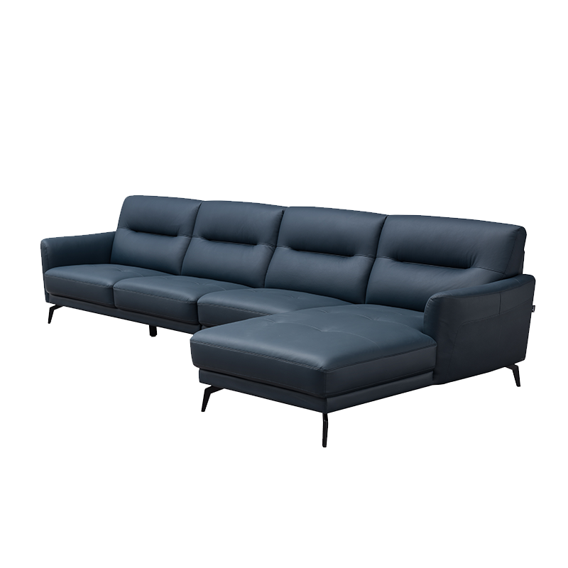 慕思(de RUCCI)艾慕皮沙发 进口头层真皮现代简约中小户型沙发实木框架家具 单人位(无扶手)+三左单+面右单(藏蓝色)