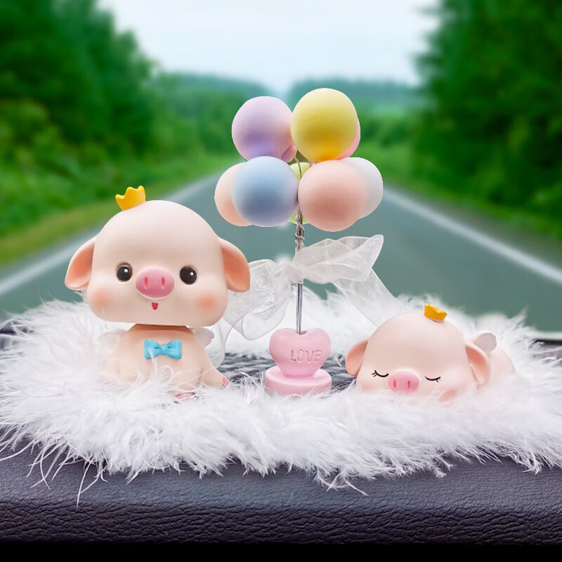 猪妈 猪妹 马卡龙粉气球 小号毛