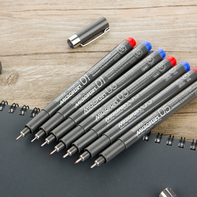 樱花日本樱花（SAKURA）油性针管笔玉雕勾线雕刻画笔玉石画线笔防水绘图美术 手绘漫画勾边 油性针管笔03(红色)EOK03#19