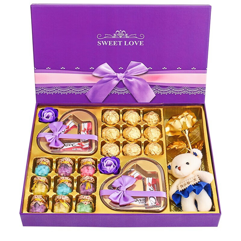 德芙巧克力礼盒装糖果生日礼物女生情人节520礼物送女友儿童老婆闺蜜 紫此一生