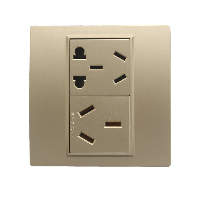 86型二位双三眼插座国标空调16a 二三孔10a洗衣机6孔电源开关面板 2个