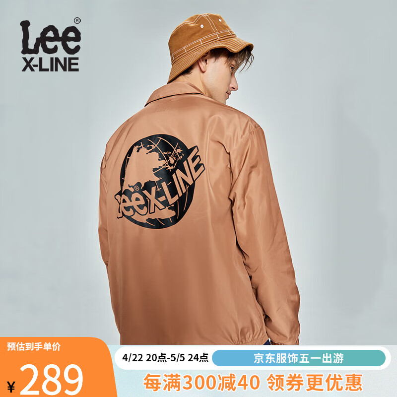Lee舒适版型图案印花棕色男薄款教练夹克外套休闲潮LMT0053752RZ 棕色 XL