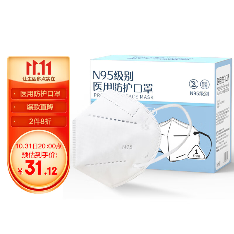 XAXR【独立包装】N95型医用防护口罩-价格走势、评测与购买推荐