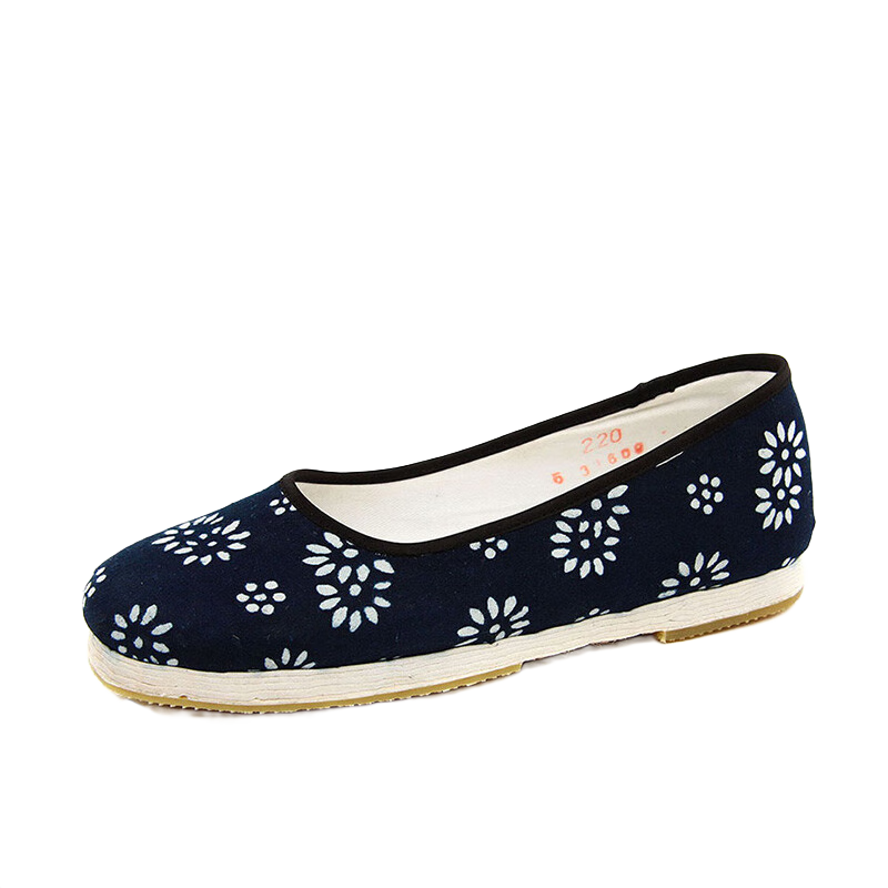 步瀛齋 老北京布鞋女 手工千層底 民族風(fēng)復古單鞋 傳統透氣養腳繡花鞋 藍色 39