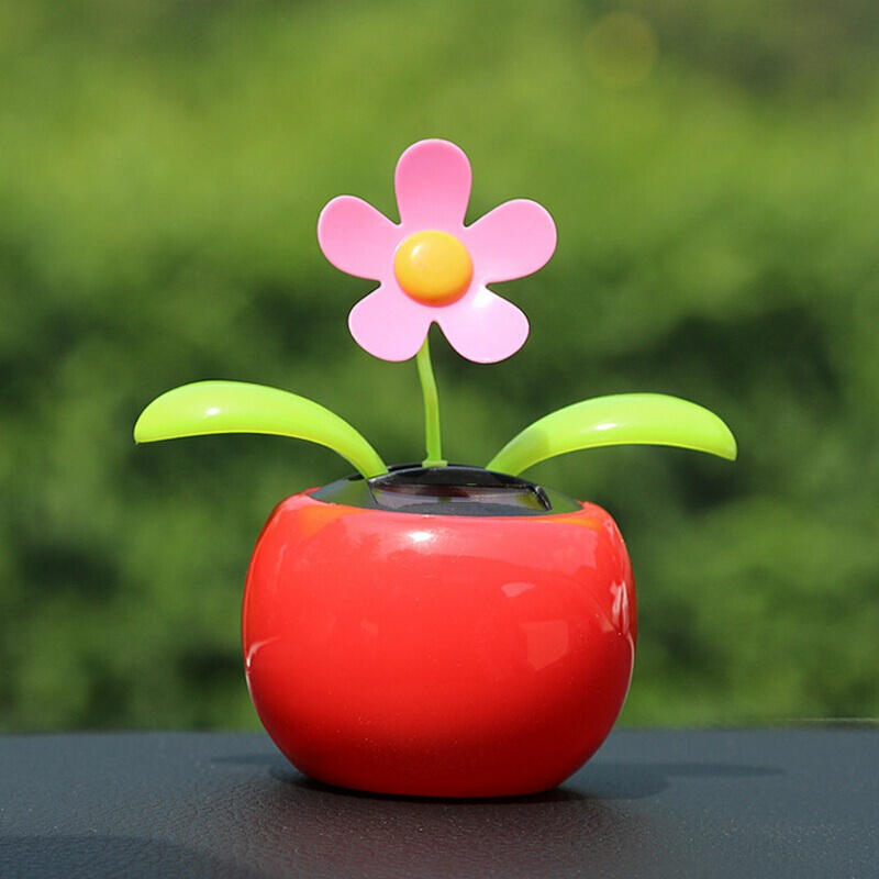 用品大全小车内饰品摆件摇头转动创意车载装饰品大全 红色太阳花&gt