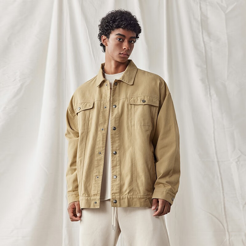 BD.POWER UP+春秋季纯棉健身牛仔外套男宽松简约美式复古翻领运动夹克外套男 黑色(选择最多) M 60-75kg